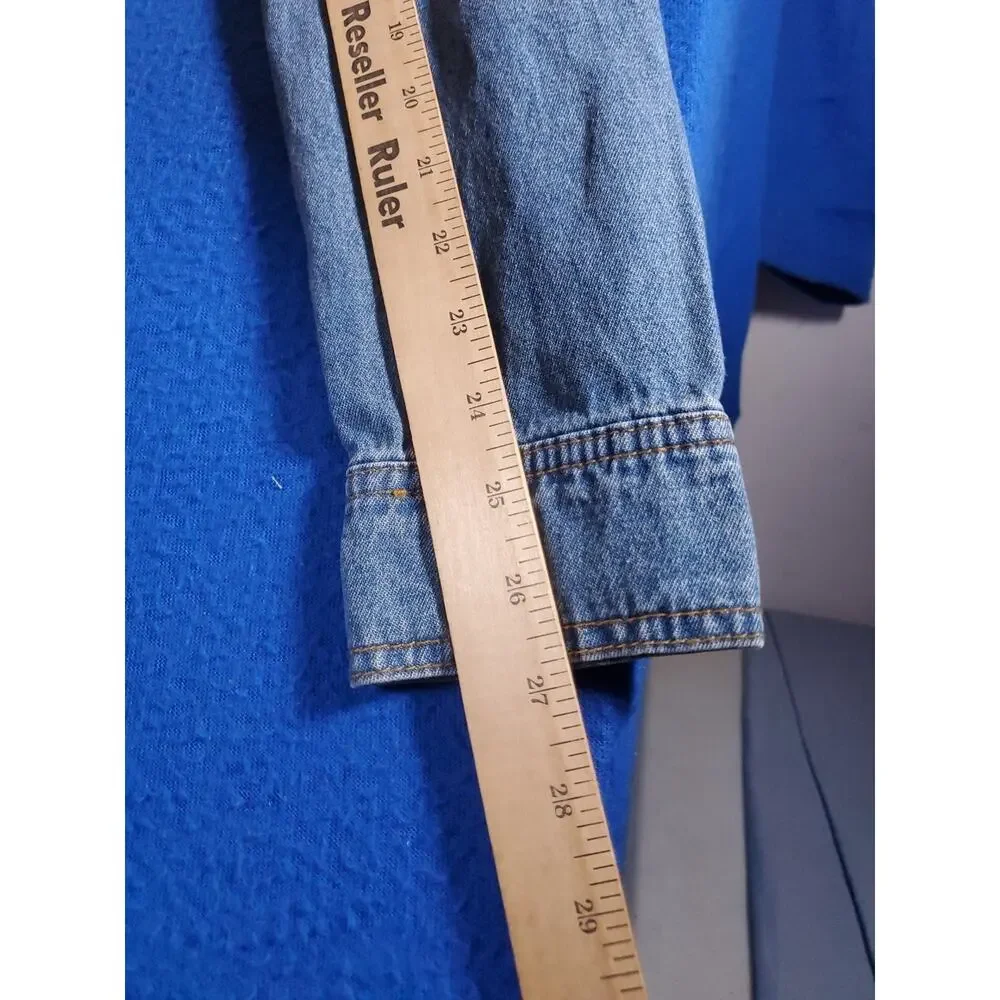 Frye Shirt Dress Women's Small Blue Denim Long Sleeve Button Front Tunic Pockets - Picture 10 of 15